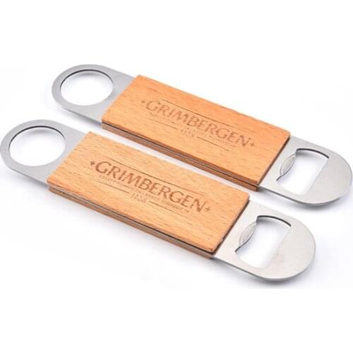 Customizable Creative stainless Steel Bar Blade Beer Bottle Opener Vintage Wooden Handle Bartender Bottle Openers SN522