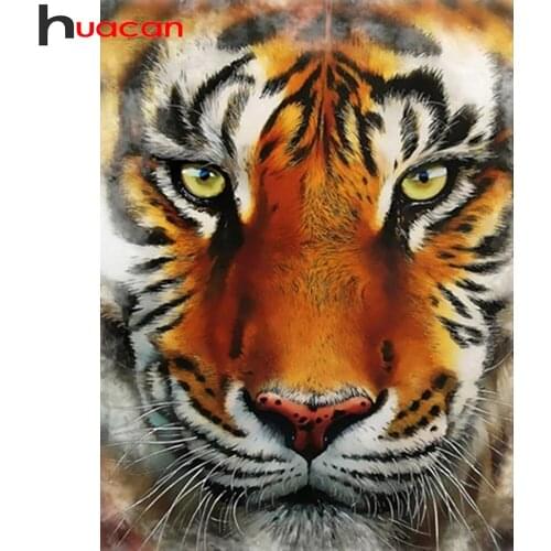 Huacan 5d Diamond Painting Full Drill Tiger Square/round Mosaic Embroidery Animal Wall Decor Diamond Art