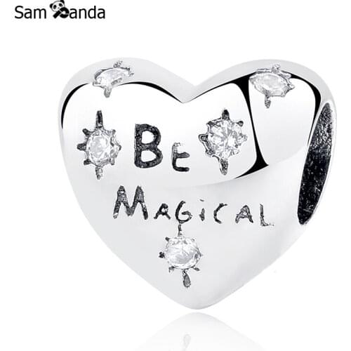 Authentic 925 Sterling Silver Bead Charm To Be Magical Heart Charms Fit Pandora Bracelets Bangles Women DIY Jewelry
