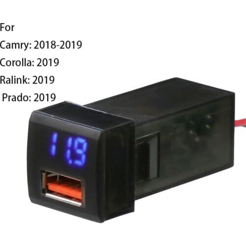 Usb fast charger car 12v quick charge usb+ volmeter for Toyota 23x23mm for Camry / Corolla / Ralink / Prado