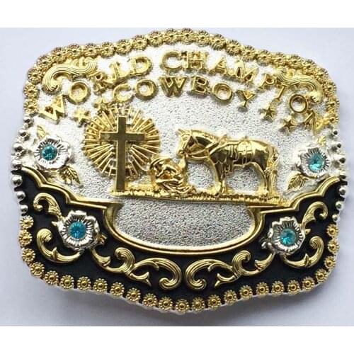 World Champion Cowboy With Diamonds Belt buckle SW-BY908 suitable for 4cm wideth belt with continous stock free shipping