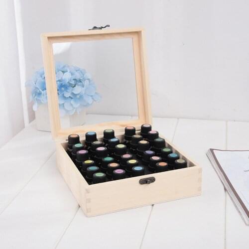 Wooden 30 Slots Bottles Holds 5-15mL Sizes Essential Oil Storage Carry Box Holder Aromatherapy Container Safe For Carrying