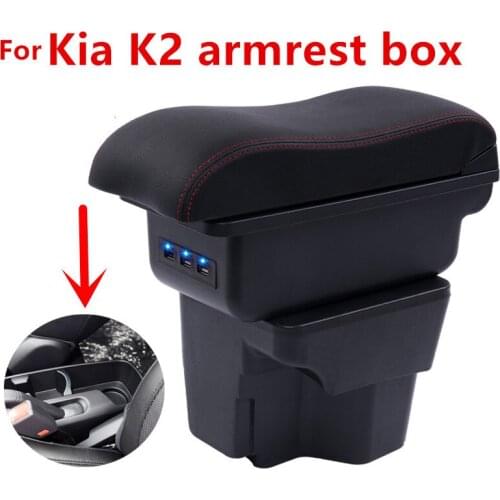 For KIA Rio 3 K2 Armrest Box 2012 2015 2014 2013 2012 Organizer Leather Auto Cup Holder Accessories Easy to install USB
