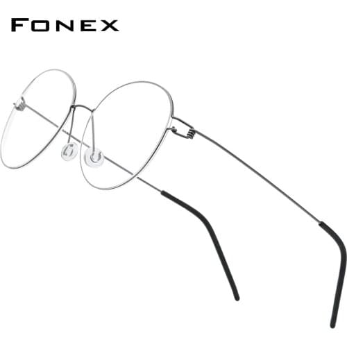 FONEX Screwless Eyewear Prescription Eyeglasses Women Round Myopia Optical Denmark Korean Glasses Frame Men 98634