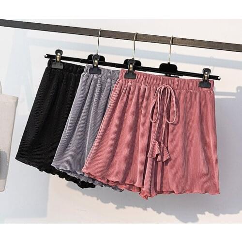 2021 Summer Casual White Mini Pleated Skirts Shorts plus size 6XL 7XL High Waisted Short Skirt Korean Preppy Style beach shorts