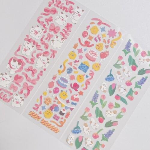 Cartoon Animal Coloured Ribbon Cute Sticker Children Diy Paster Stationery Mobile Phone Creative Decorative Sticker Traceless