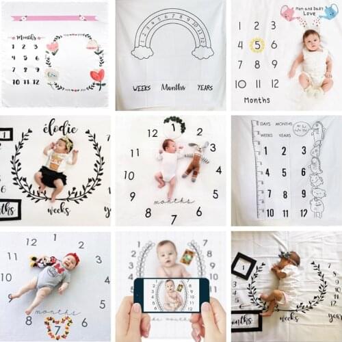 Cartoon Lovely Newborn Baby Monthly Growth Milestone Photo Prop Background Blankets Play Mat Infant Bedroom Decor Backdrop Cloth