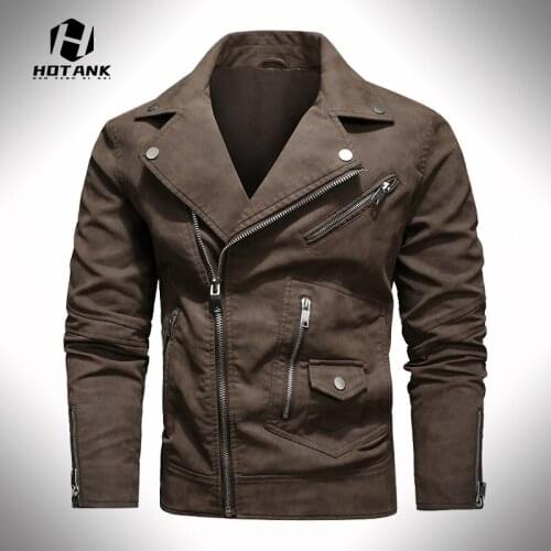 2021 Autumn Street Fashion Motorcycle Jacket Mens Multi Pocket Zipper Coat Classic Biker Leather Jackets Men Lapel Pu Outwear