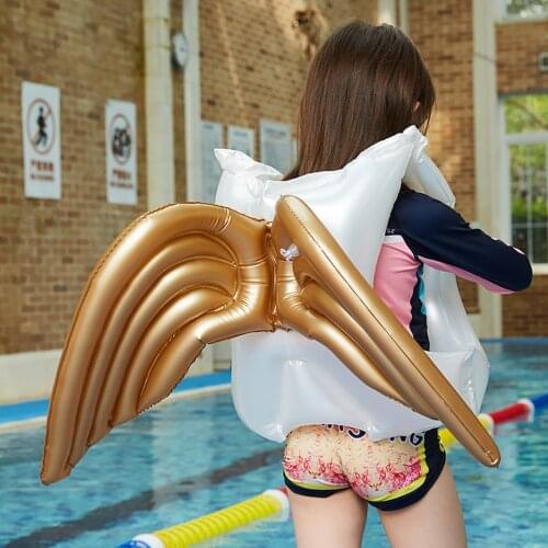 2021 Newest Arrival Baby Kids Inflatable Swimsuit Rings Angel Wings Thick PVC Constructed Summer Holiday Floating Tool For 5-8Y