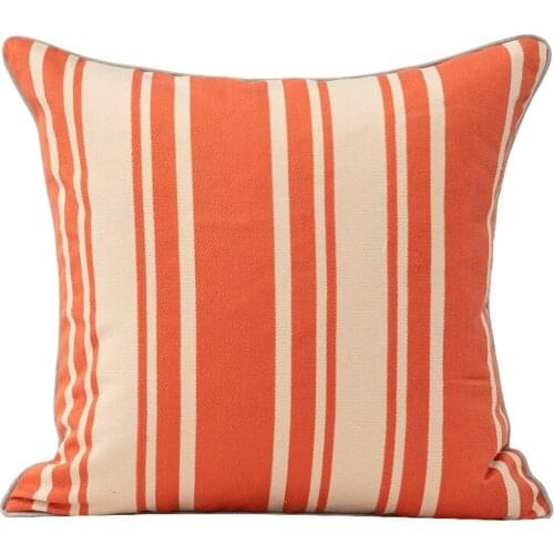 DUNXDECO Cushion Cover Decorative Pillow Case Classical Simple Orange Stripe Geometric Jacquard Art Sofa Chair Bedding Coussin