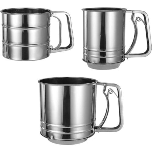 Stainless Steel Flour Sifter With Hand Press Double Layers Sieve Baking Sieve Cup Sifter For Baking Flour Sifter Sieve