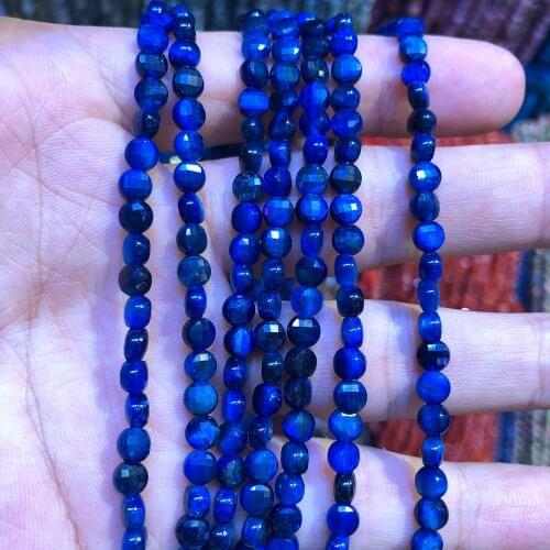 Wholesale 2strings Natural Blue Tiger Eye Beads 2x4mm Faceted Bean Coin Gem Stone Loose Beads For jewelry DIY 15.5"/string