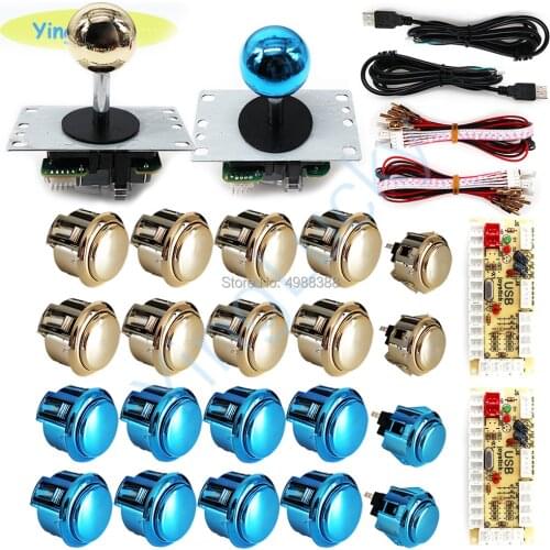 Wholesale + New kit + 30mm silver button + 24mm button + LED5V joystick + pandora box 9D