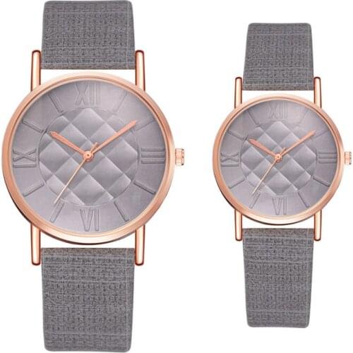 Couple Watches 2 Pcs Round Dial Analog Simple Womens Creative Leather Watches Women Ladies Dress Quartz Wristwatch Reloj Mujer