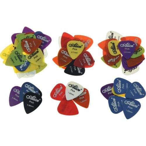 50pcs Alice Matte Nylon Guitar Picks Plectrums Assorted Colors Thickness 0.58/0.71/0.81/0.96/1.2/1.5