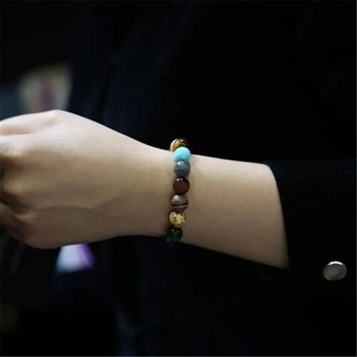 Drop Shipping 1Pcs Eight Planets Bead Bracelet Men Natural Stone Universe Yoga Solar Chakra Bracelet for Women Men Jewelry Gifts