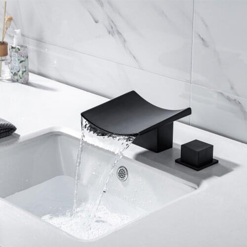 Azos Split FaucetDiscoloration Waterfall Brass Chrome Cold and Hot Switch Temperature Control LED Bathroom Basin Bathroom Cabine