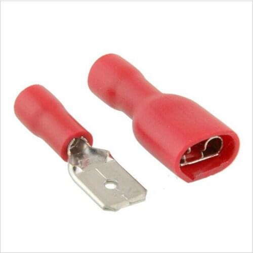 Lowest Price 50PCS 22-18AWG Splice Wire Connector Insulated Male Female Crimp Spade Terminal
