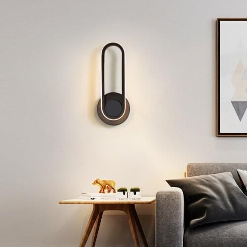 Modern LED Rotatable Wall Lamp Black Gold White Nordic Oval Wall Light Fixtures for Bedroom Living Room Indoor Home Kitchen