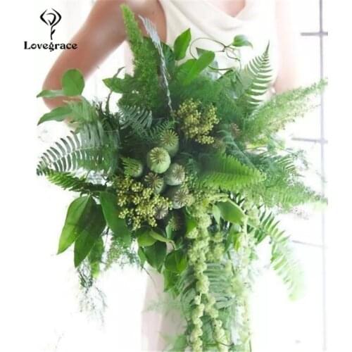 Wedding Planning DIY Wedding Site Decor Green Plant Prop Artificial Flower Plant Bride Bouquet Mariage Accessory Wedding Bouquet