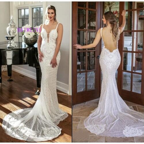 Robe de mariee New arrival Simlple Beading Wedding Dresses 2021 Crystal Embroidery Appliques Wedding Gowns vestidos de noiva