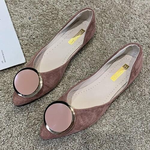 Soft Bottom Single Shoes 2020 New Spring Womens Pointed Toe Flat Shoes Fashion Chain Grid Shoes Comfortable Casual Shoes W33-35