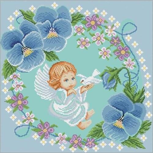 Angel in wreath patterns Counted Cross Stitch 11CT 14CT 18CT DIY Cross Stitch Kits Embroidery Needlework Sets home decor