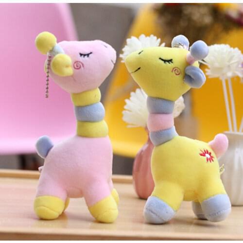 Funny new Cute Stylish soft Net Red Popular cute giraffe bag pendant plush doll Colorful deer keychain pretty wedding gift