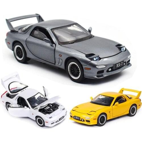 1:32 Mazda Rx7 Car Model Alloy Car Die Cast Toy Car Model Sound Light Pull Back Vehicles Toy Desktop Collection Children Gifts