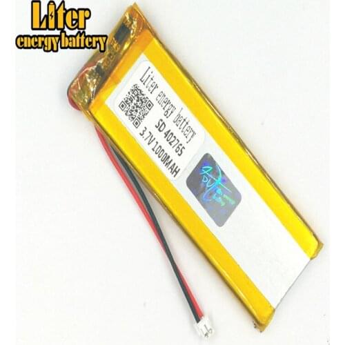 1.5MM 2pin connector 3.7V 402765 1000mah factory high quality lithium polymer li-ion rechargeable battery lipo battery