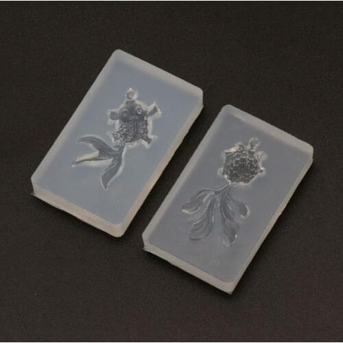 2Pcs Lucky Goldfish Pendant Necklace Resin Mold Epoxy Resin Jewelry Making Tools W0YA