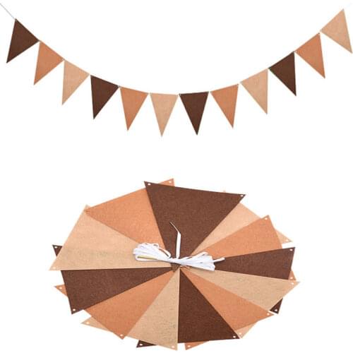 8M Khaki Brown Coffee Grey Pennants Bunting Banner Wedding/Christmas Day/Birthday Party Flags Hang Garland Decoration Supplies