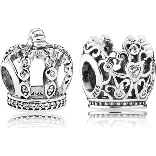 Baofu 925 Sterling Silver Beaded Shiny Hollow Crown Amulet Beaded Suitable For Original Ladies Bracelet DIY Gift High Jewelry
