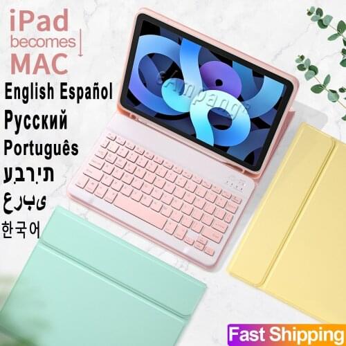 For iPad Air 10.9 2020 Keyboard Mouse Case iPad Air 4 4th Generation 10.9 English Russian Spanish Korean Keyboard Case Cover