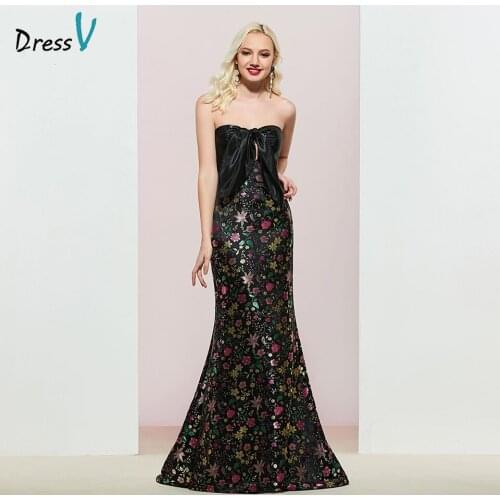 Dressv black evening dress mermaid elegant sleeveless floor-length wedding party formal dress trumpet evening dresses