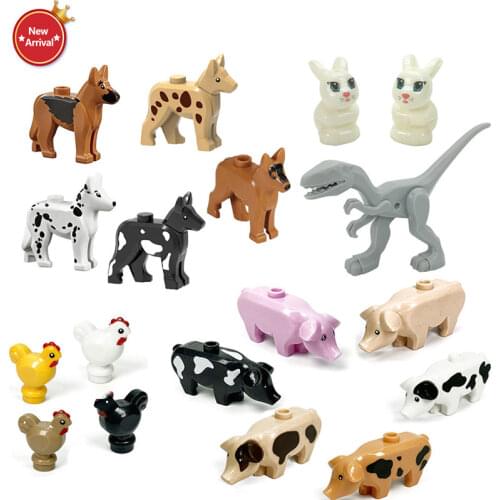 Animals Model DIY Accessories Cute Rabbit Panda Dog Shake Moc Building Blocks Kid Toys for Children Assemble Kids Xmas Gifts