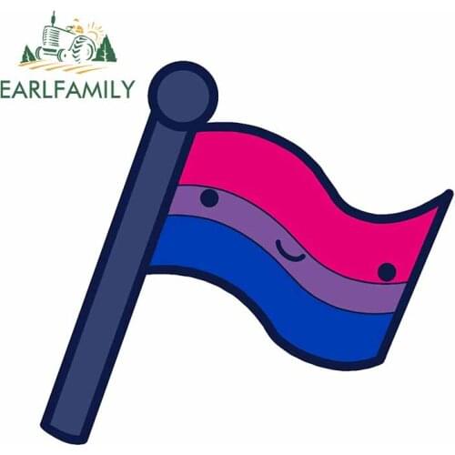 EARLFAMILY 13cm x 12.2cm for Cute Bisexual Pride Flag Refrigerator Car Stickers Motorcycle Windows Decal Motorcycle Car Styling