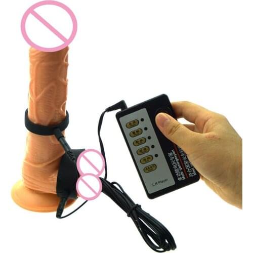 Electro Shock Wave Therapy Penis Stimulator Pulse Cock Ring BDSM Electric Stimulation Scrotum Penis Ring Sex Toys For Men