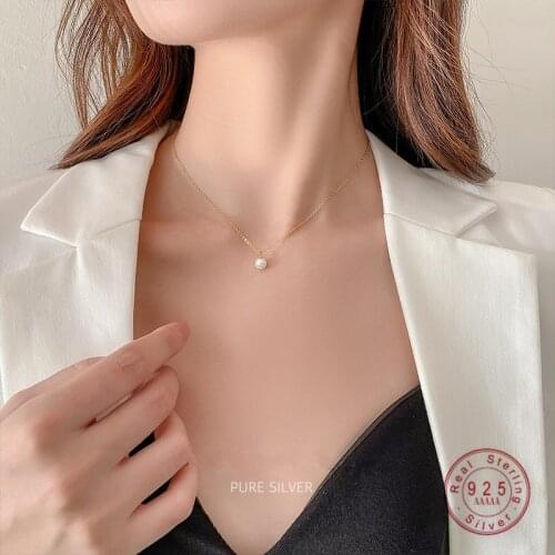 HI MAN 925 Sterling Silver Plating 14K Gold Japanese Pearl Pendant Necklace Women Simple Charm Birthday Party Jewelry