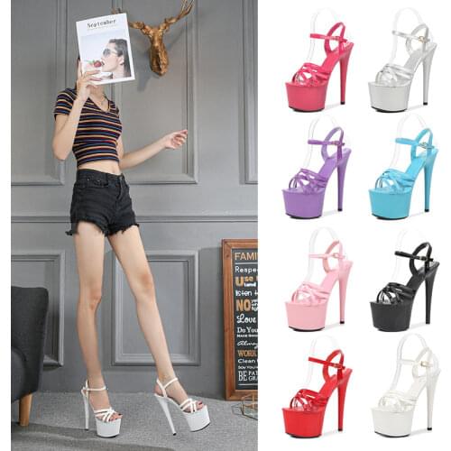 HOKSZVY Patent Leather Sandalsl High Heels Open Toe Shoes Sexy Black Platform Heels Ultra-High Sandals Womens Summer LFD