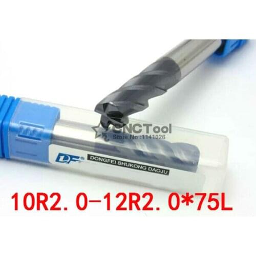1PCS 10R2.0-12R2.0*75L 4 flutes Cemented Carbide Corner Radius endmill CNC router bit milling cutter tool (10mm/12mm)