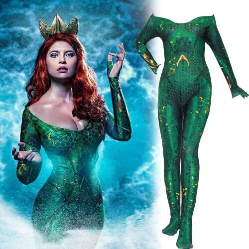Male/Female/Kids Movie Aquaman Mera Queen Cosplay Costume Lycra Spandex Halloween costume Zentai Swim Bodysuit Suit Jumpsuits