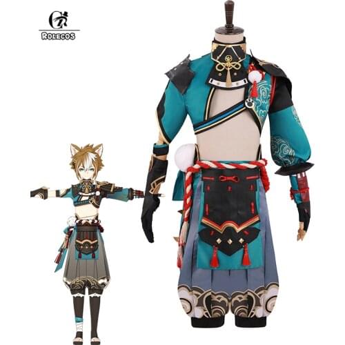ROLECOS Game Genshin Impact Gorou Cosplay Costume Genshin Gorou Cosplay Costume Man Uniform Fox Boy Halloween Costume Full Set
