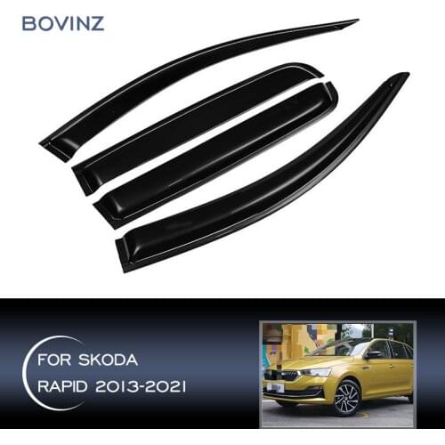 Awnings Shelters Protection Guard Car Window Visor Guard Vent Visor Sun Rain Deflector For Skoda Rapid 2013- 2021 Raincoat Cover