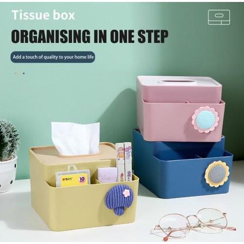 Small Flower Desktop Tissue Box Pumping Box Living Room Coffee Table Creative Desktop Remote Control Storage Box
