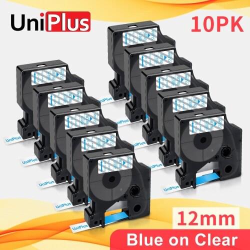 UniPlus 12mm D1 Labeling Tape 45011 Compatible Dymo Label Tape Blue on Clear for Dymo Label Maker LabelManager PnP 450 Ribbon