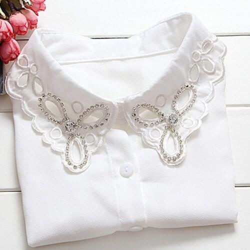 Korean rhinestone wild decoration spring autumn fake collar fashion shirt lace false fake collar sweater Elegant False Collar