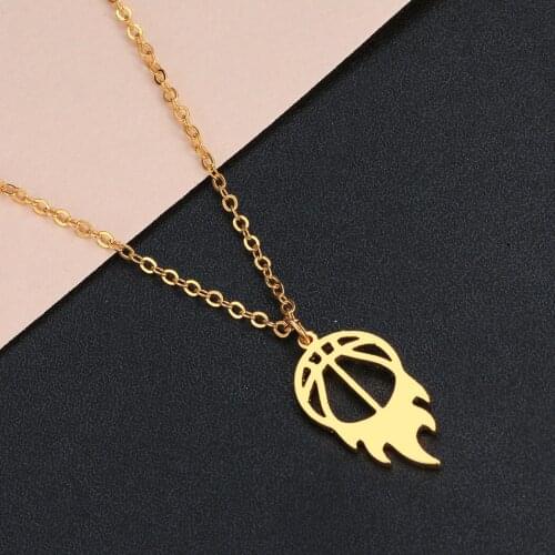 2021New Basketball Gold Plated Pendant Fashion Men Women Stainless Steel Necklace Trend Street Basketball Game Men Women Jewelry