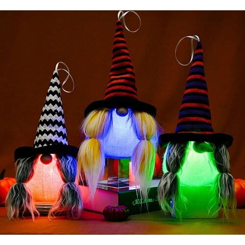 2021 New Halloween Decorations With Lights Braids Rudolph Doll Pendant Creative Decoration Christmas Ornaments For Entrance Door