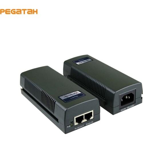 New POE Injector IEEE 802.3af/at Single Port 10/100/1000M 30W Power over Ethernet Gigabit Automatic Detection POE Power Supply